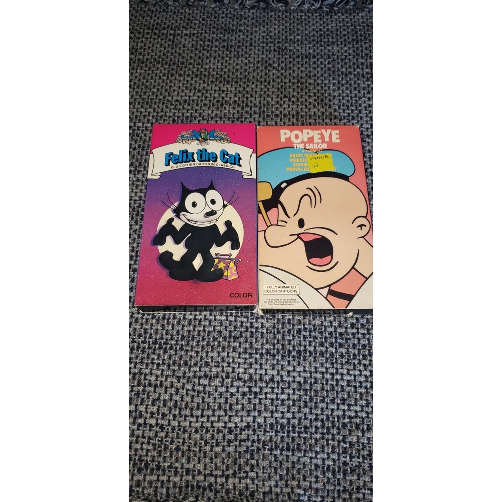 Vintage‎ Felix the Cat and Popeye the Sailor VHS Tape Lot Classic Cartoons 1989